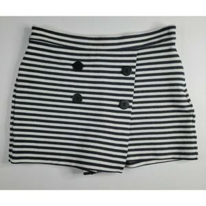 Express Womens Size 4 Skort Shorts Black White Striped Golf Athletic Side Zip